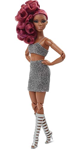 バービー バービー人形 Barbie Signature Looks Doll (Petite, Red Hair) Fully Posable Fashion Doll Wearing Glittery Crop Top Skirt, Gift for Collectors,Multiバービー バービー人形