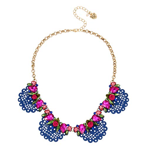 ベッツィ・ジョンソン ネックレス Betsey Johnson アメリカ 日本未発売 Betsey Johnson Fabric Rose Mixed Stone Scalloped Frontal Necklaceベッツィ・ジョンソン ネックレス Betsey Johnson アメリカ 日本未発売