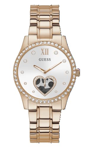 楽天angelica腕時計 ゲス GUESS レディース GUESS Ladies Trend Heart-Shaped Cut-Thru 38mm Watch ? White Dial Rose Gold-Tone Stainless Steel Case & Bracelet腕時計 ゲス GUESS レディース