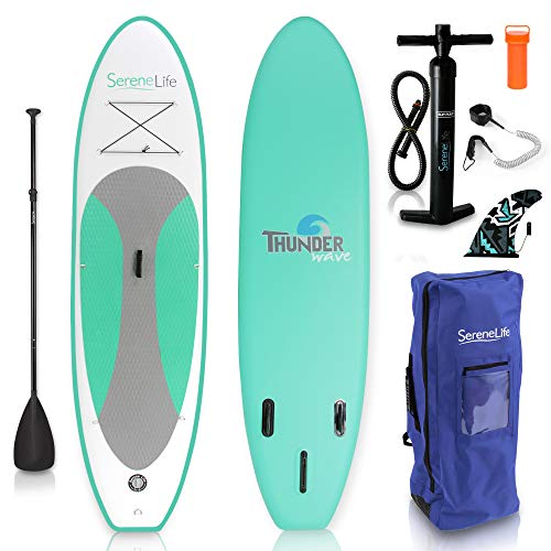 スタンドアップパドルボード マリンスポーツ サップボード SUPボード SereneLife AZSLSUPB20 Inflatable Board (6 Inches Thick) with Premium SUP Accessories & Carry Bag | Wide Stance, Bottom Fスタンドアップパドルボード マリンスポーツ サップボード SUPボード 1