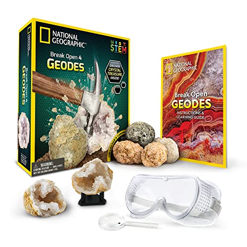 ナショナルジオグラフィック 知育玩具 科学 実験 NATIONAL GEOGRAPHIC NATIONAL GEOGRAPHIC Break Open 4 Geodes Science Kit ? Includes Goggles and Display Stand - STEM Science Gift for Boyナショナルジオグラフィック 知育玩具 科学 実験 NATIONAL GEOGRAPHIC