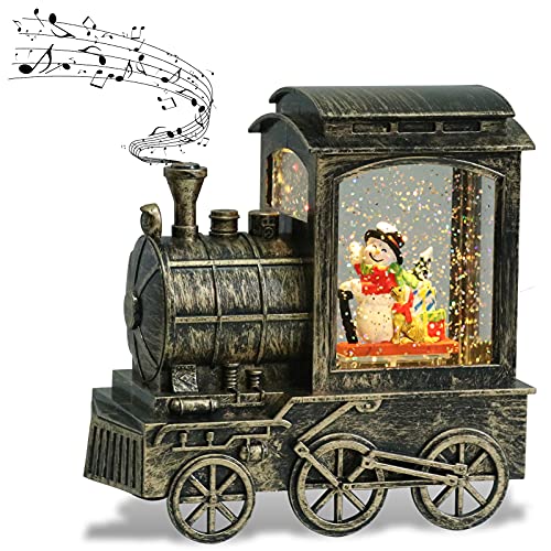 スノーグローブ 雪 置物 インテリア 海外モデル 【送料無料】DRomance Music Snow Globe Train Lantern with Music and Timer, Battery Operated and USB Cable Snowman Lighted Snow Globe Spinning Water Glitterスノーグローブ 雪 置物 インテリア 海外モデル