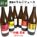 【美園舎 農家のりんごジュース 完熟ストレート一升瓶 6本(アソート)】青森県産りんごジュース送料込み・産地直送 青森