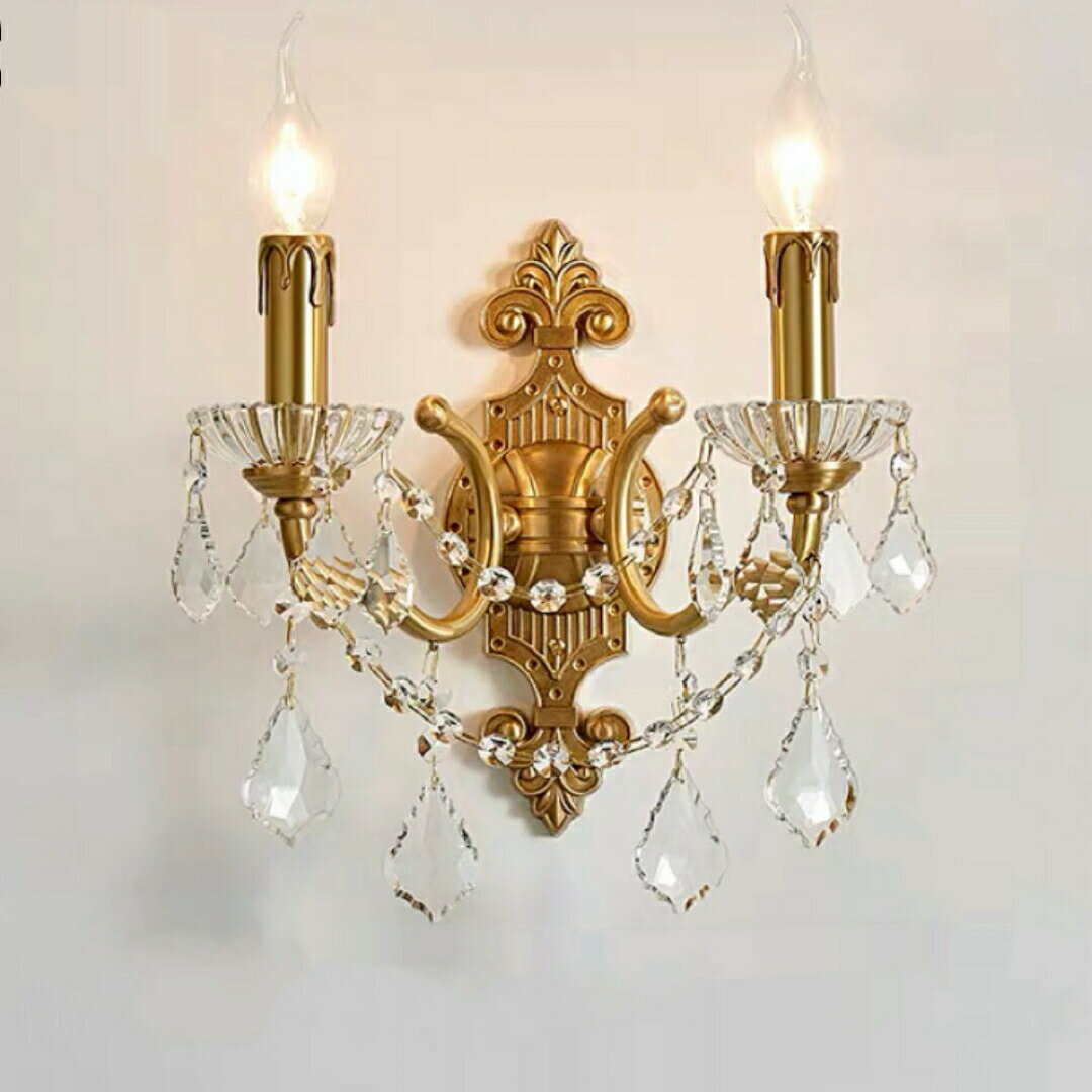 高級洋風 水晶ブラケットライト 銅 壁掛け灯 照明 壁掛け灯 玄関ライト インテリア