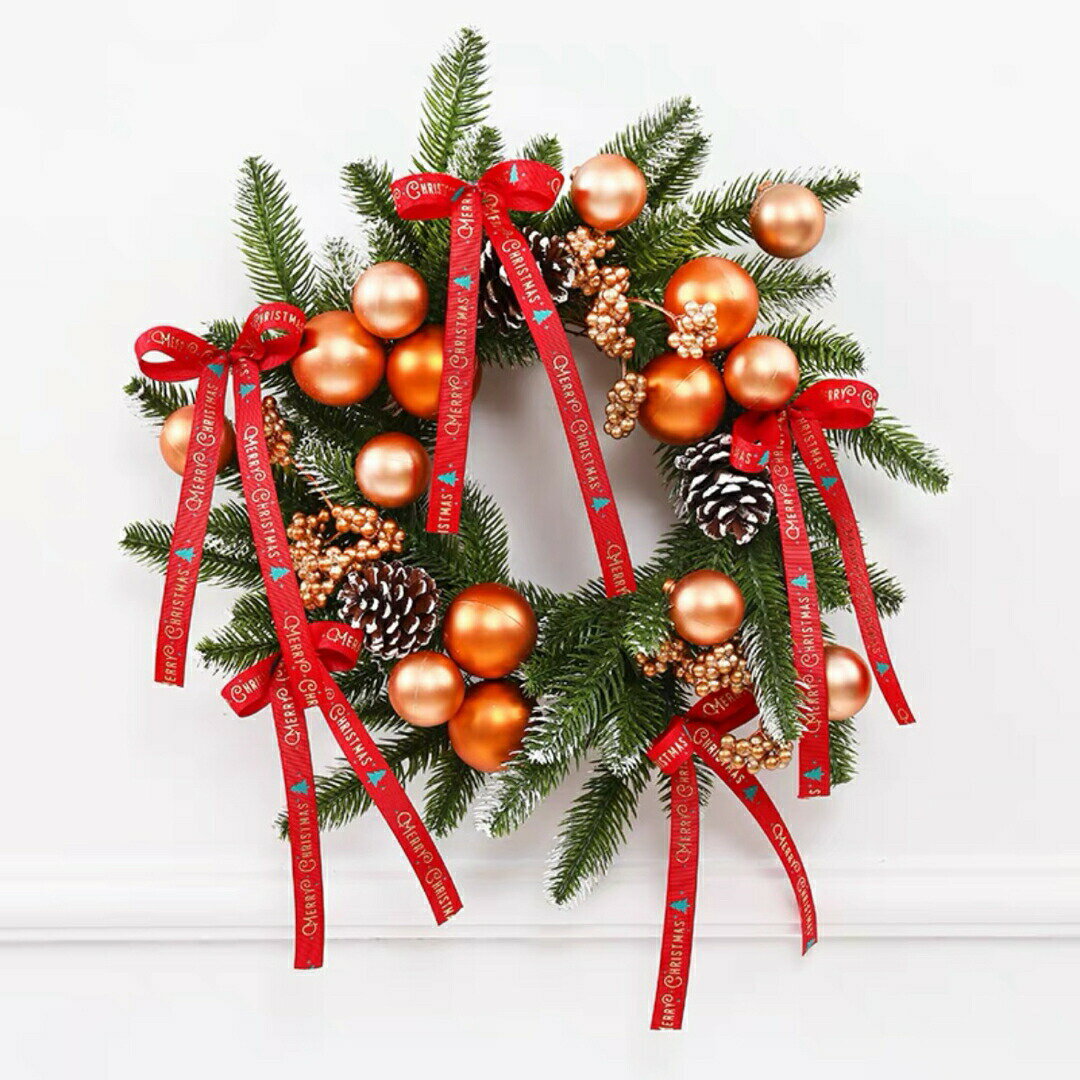 クリスマスリース クリスマス飾り付け 壁掛け飾り 玄関ドア フラワー造花 花輪