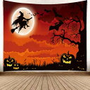 タペストリー ハロウィン カボチャ月夜コウモリ 壁掛け飾り 装飾用品窓カーテン