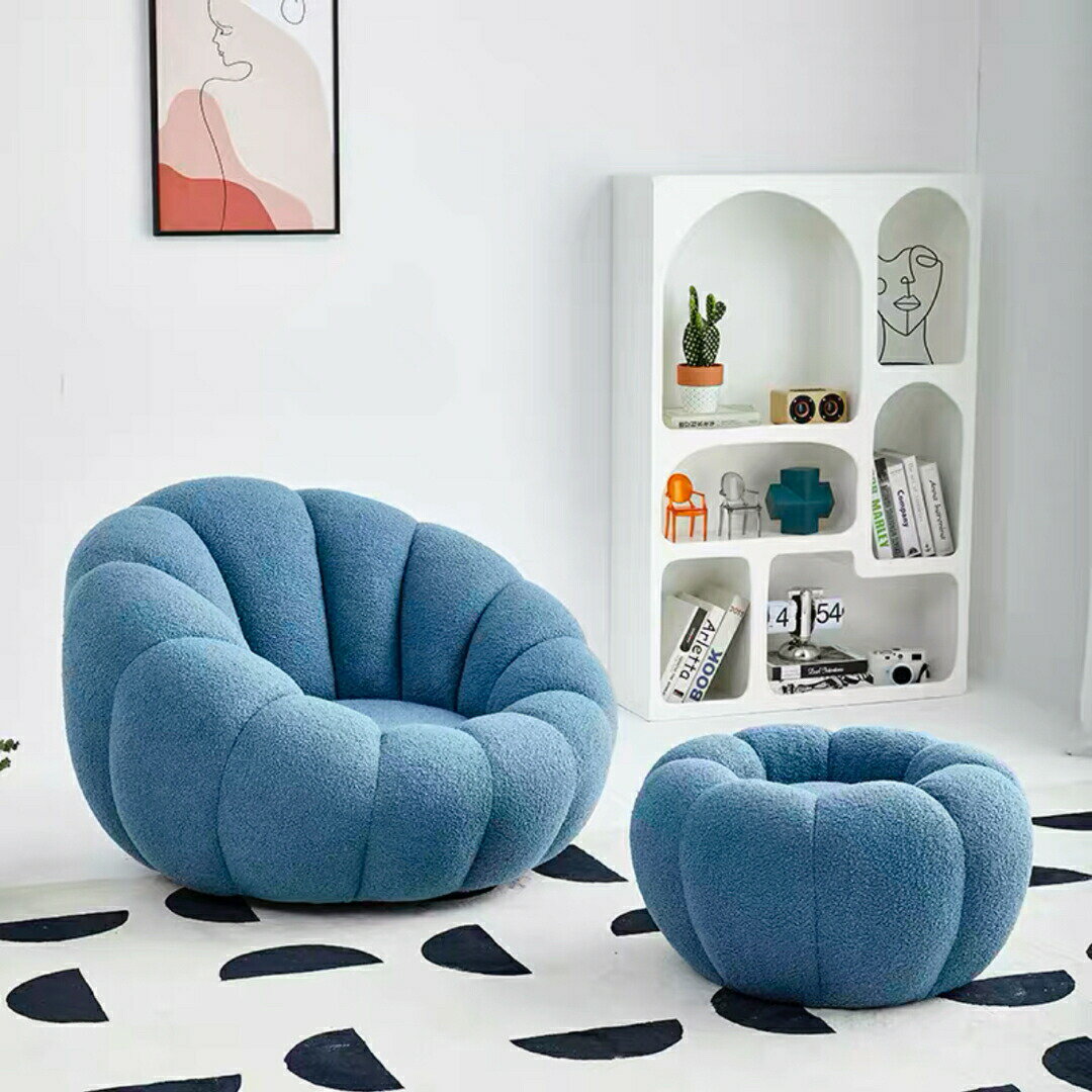 座椅子 コンパクト フロアソファー 1人掛け スツール 付き360°回転座椅子