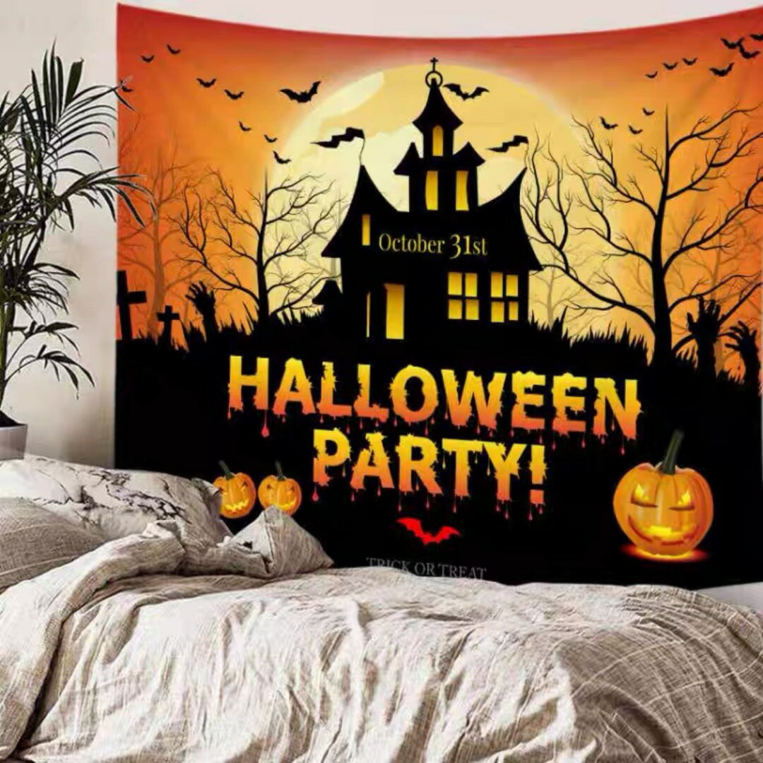 タペストリー ハロウィン カボチャ布ポスター 壁面装飾 壁掛け飾り 窓 背景布