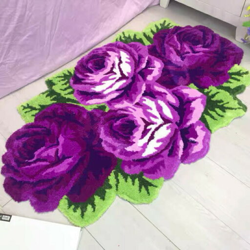 ラグマット リビングマット 玄関マット.カーペット薔薇雑貨 紫 ラグマット リビングマット 玄関マット.カーペット薔薇雑貨 紫