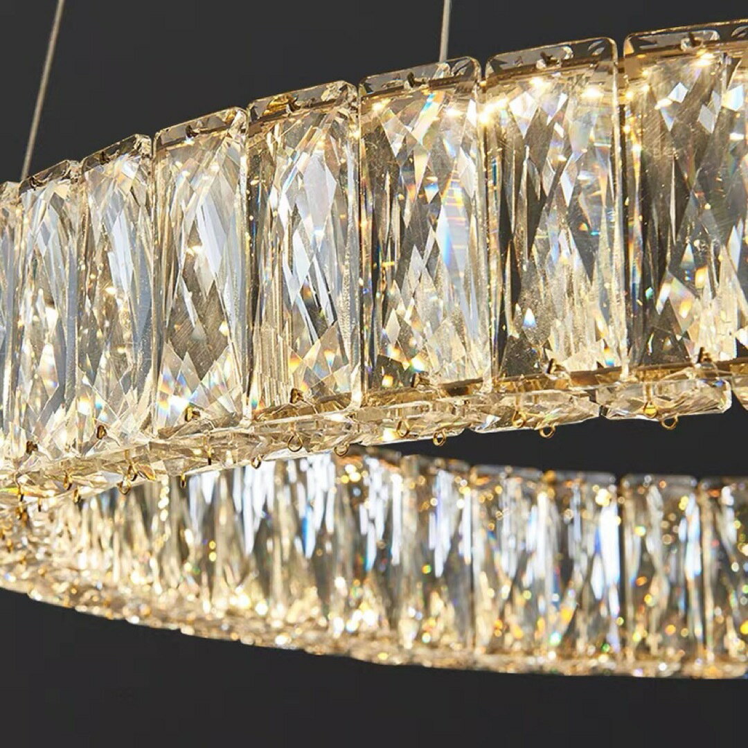 水晶シャンデリア ペンダントライト 天井照明 クリスタルクリア 電源直結タイプ