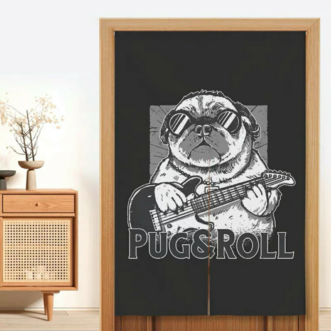 パグ ロング 暖簾PUG犬柄 イヌ 間仕切り 洋風 おしゃれ パグ雑貨