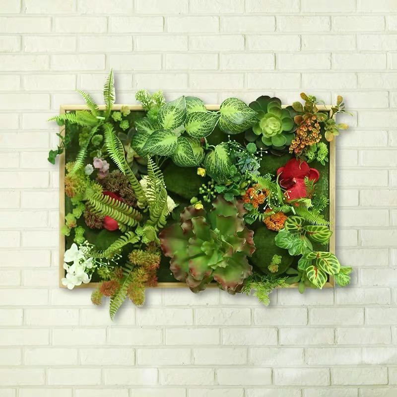壁飾り 人工観葉植物 壁掛けインテリア ディスプレイ 壁掛けミックスグリーン 造花 壁掛け．