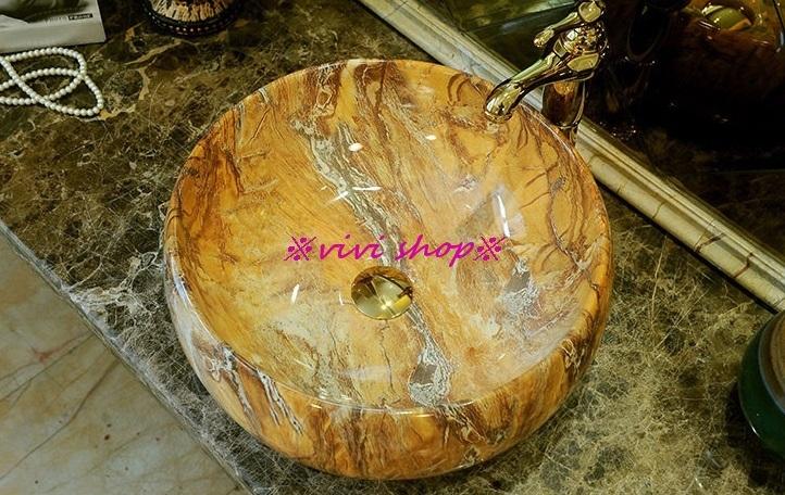 1220F146-2豪華洗面ボウルセット陶器洗面台 トイレ 手水鉢 手洗器 手洗い鉢 洗面器...