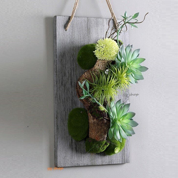 0920T8-2-2壁飾り 人工観葉植物 壁掛けインテリア ディスプレイ 壁掛けミックスグリーン 造花 壁掛け