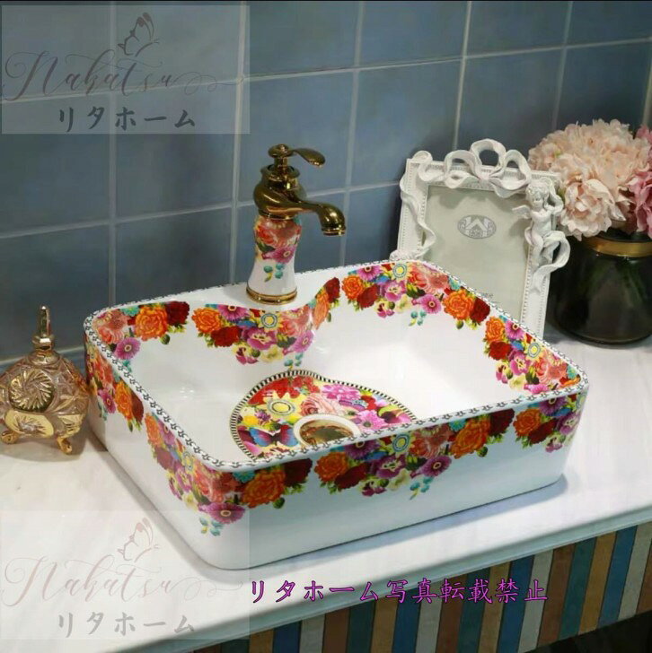 人気洗面台 洗面ボウルセット 洗面ボール 陶器 手水鉢 ．手洗器 手洗い鉢 洗面器 蛇口 排水金具付き