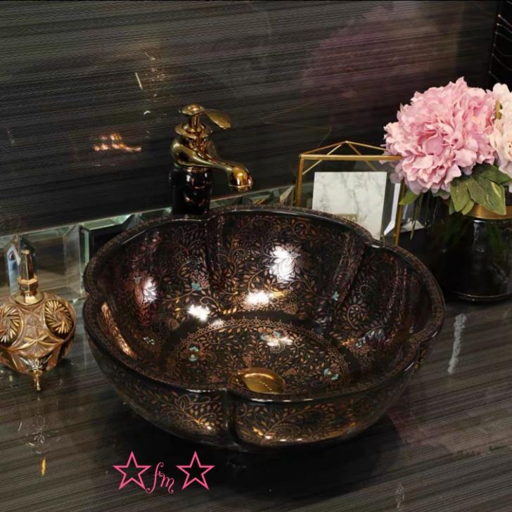 置き型洗面ボウルセット ．手洗い器デザイン 陶磁器 手洗い鉢 洗面台 蛇口 排水ホース付き