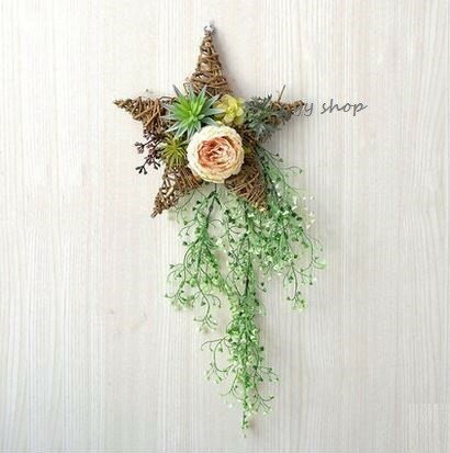 0920T6-4壁飾り 人工観葉植物 壁掛けインテリア ディスプレイ 壁掛けミックスグリーン 造花 壁掛け