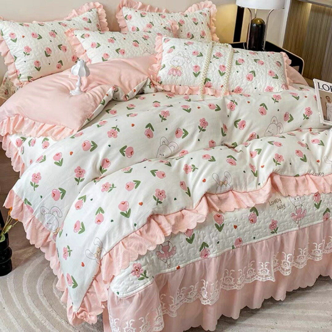 ベッド用品4点セット掛け布団カバー 枕カバー ベッドパッド ワイドダブルサイズ