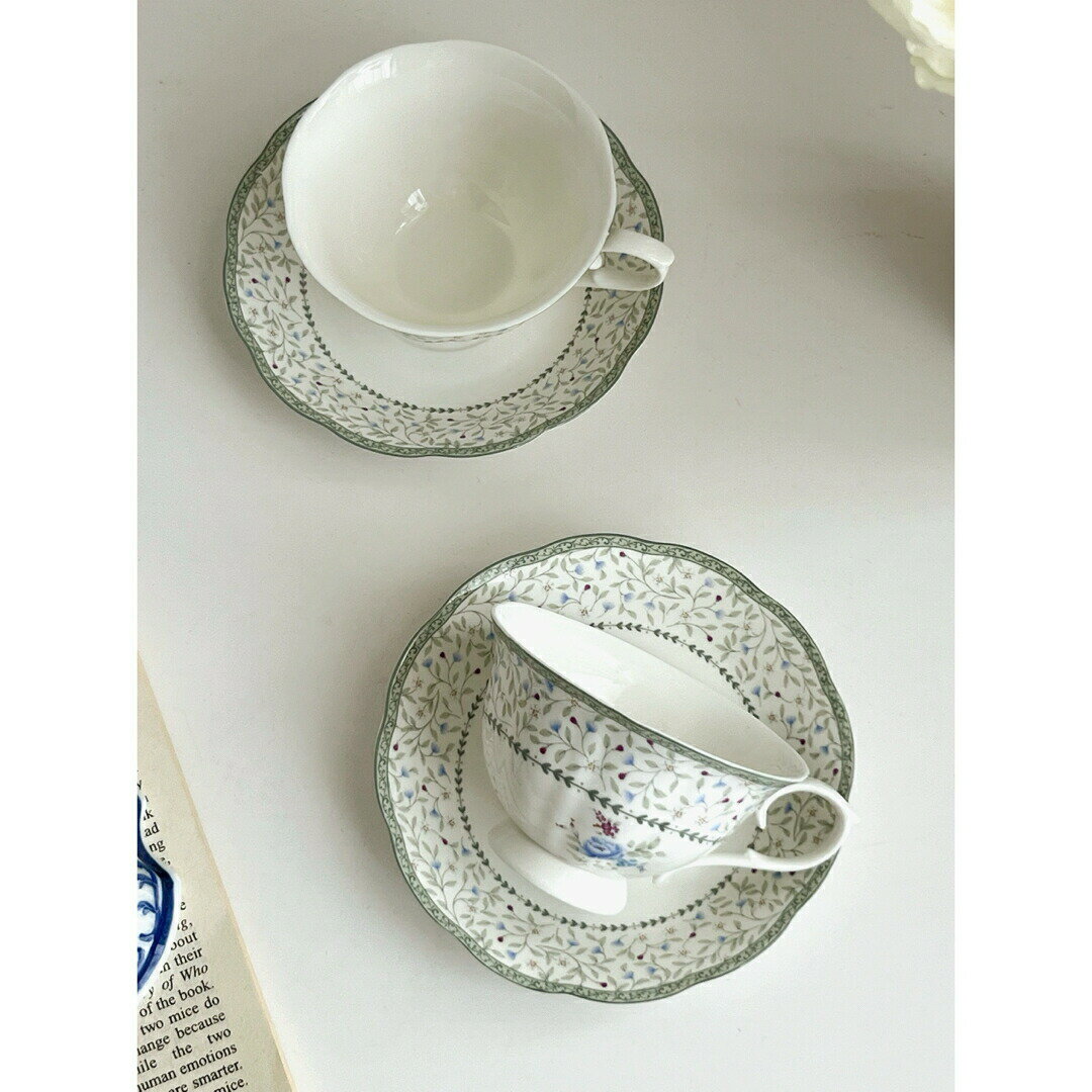 花柄ティー・コーヒーカップセット カップ&ソーサー2客セット .陶器ティーセット