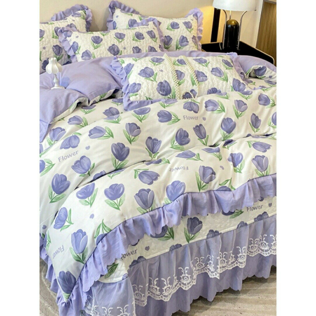 ベッド用品4点セット掛け布団カバー 枕カバー ベッドパッド ワイドダブルサイズ