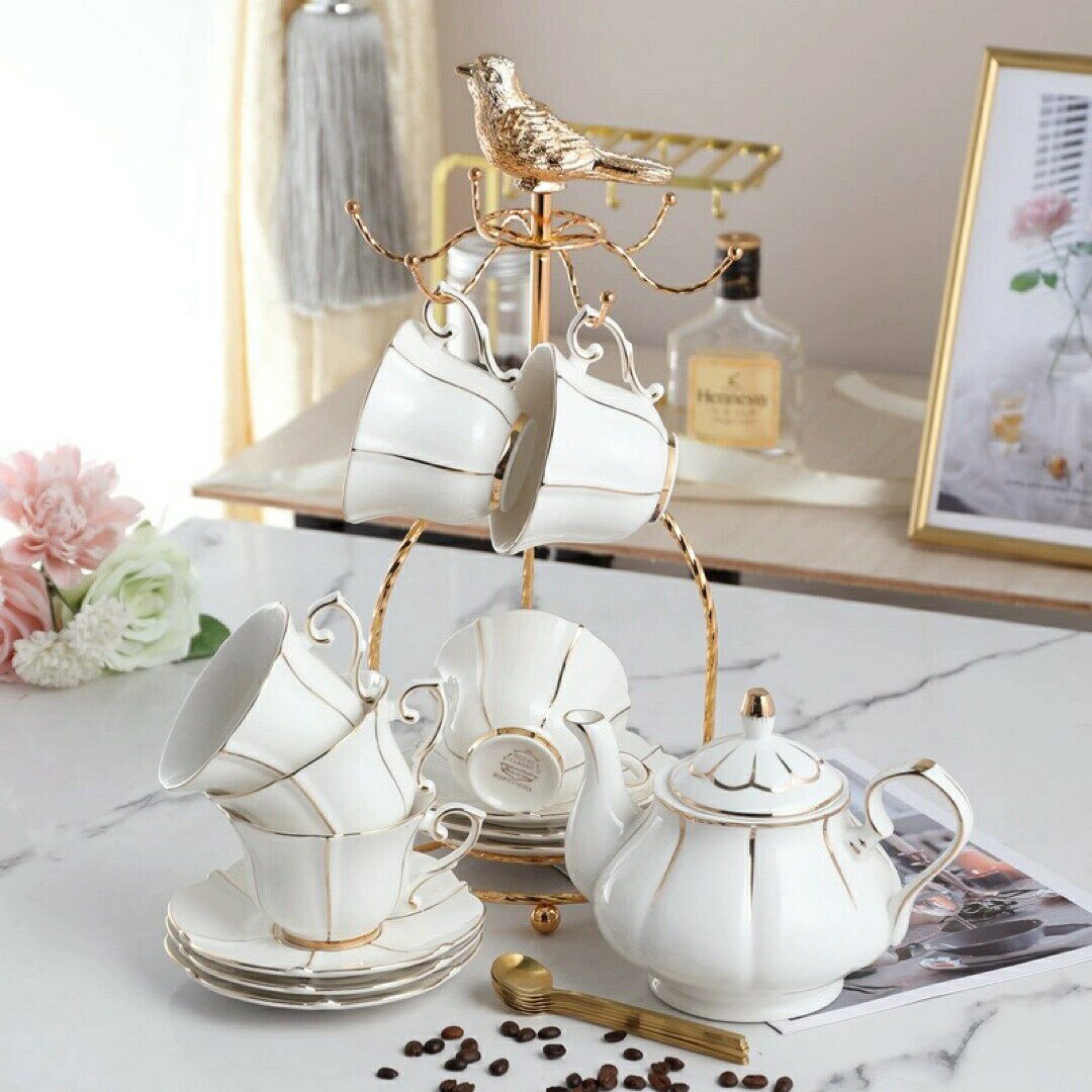 Other - 西洋調ティーカップ セット 陶器 高級感 カップ＆ソーサー 6客コーヒーカップ