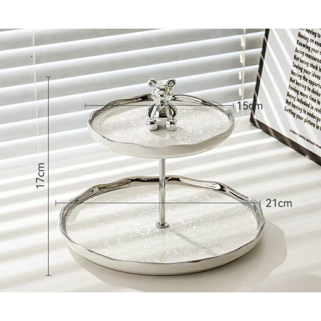ケーキ スタンド プレート2段セット アフタヌーンティー フルーツ トレー 皿
