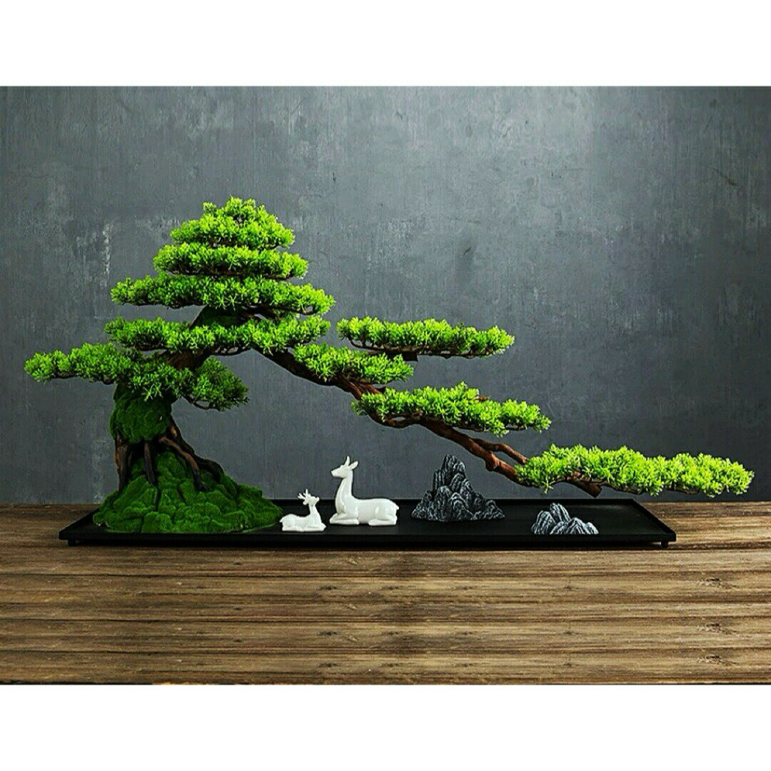 高級模造迎客松盆栽 置物 禅意迎客松盆栽装飾品人工観葉植物