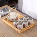6客茶器揃 湯呑 急須ポット .茶器セット ティーセット トレー付き(3)