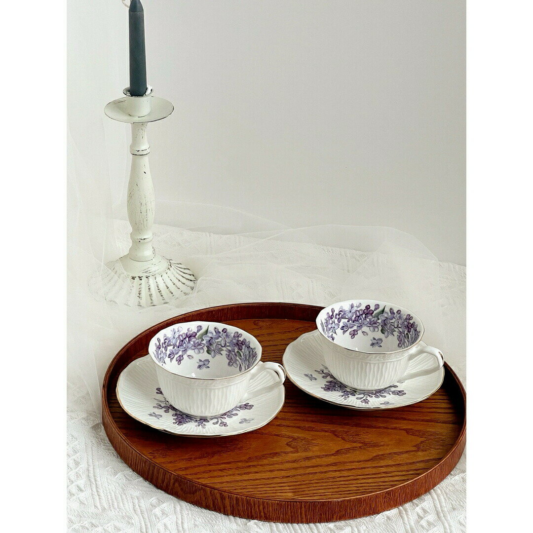 花柄ティー・コーヒーカップセット カップ＆ソーサー2客セット ．陶器ティーセット