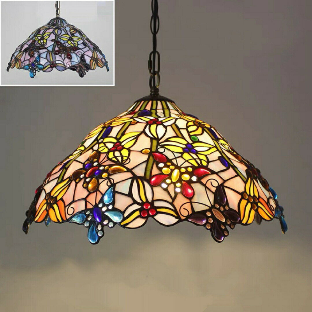 ペンダントライト豪華天井照明ステンドグラスランプ ガラス工芸品