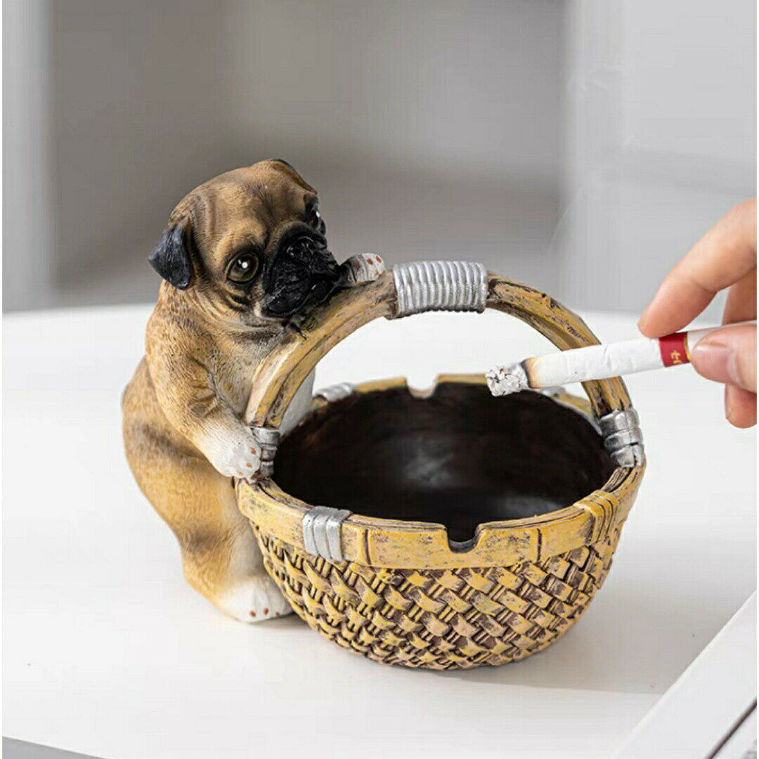 パグ 置物 小物入れドッグ 犬 収納ボックス 卓上収納 雑貨収納 かご 灰皿