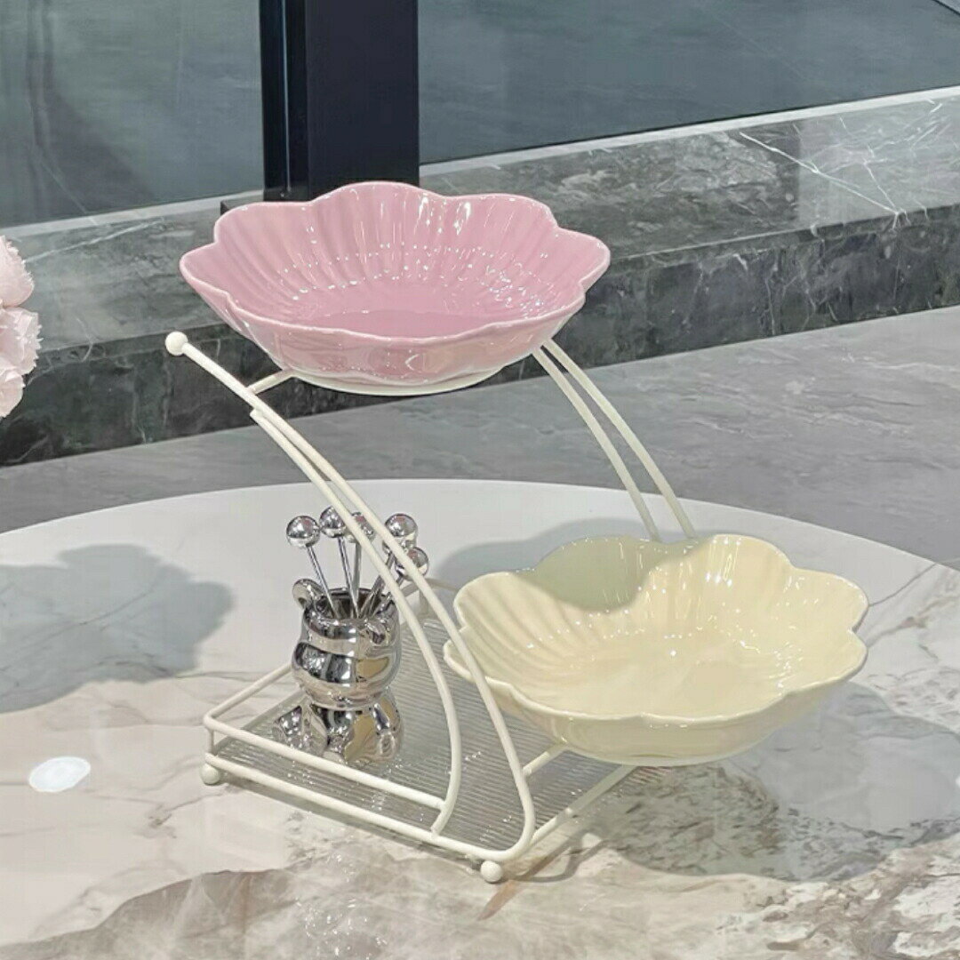 ケーキスタンド プレート 2段セット．アフタヌーンティー フルーツ トレー 皿