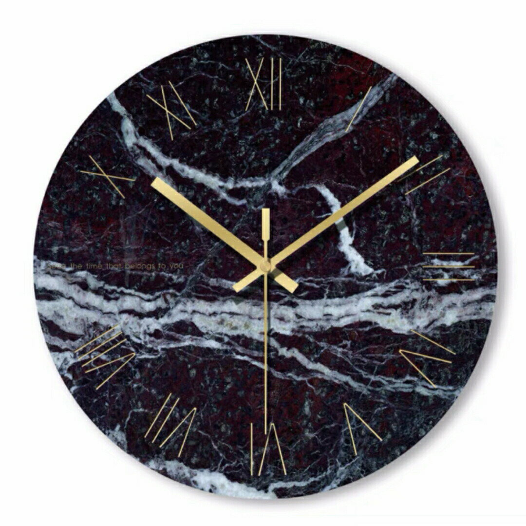 大理石調 壁掛け時計 壁飾り　おしゃれ時計　ガラス掛け時計