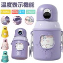 水筒 温度表示 キッズ ストロー カバー付き 550ml 2way カップ付き 超軽量 魔法瓶 コンパクトロック付き ステンレス 可愛い 保温 保冷水筒 おしゃ...