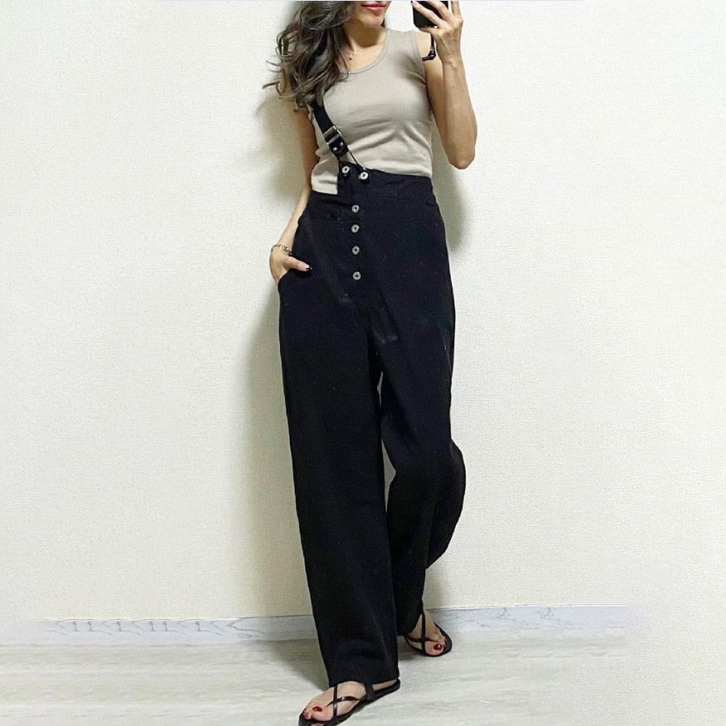 オールインワン サロペット オーバーサイズサロペット ワイトパンツ レディース オーバーオール カジ