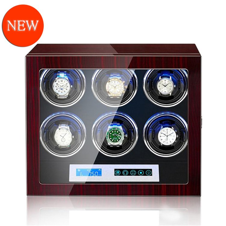 自動巻き上げ機【ワインディングマシーン】[ 高級腕時計に対応 ] 液晶タッチ【6本巻き】両方向巻上式 ..