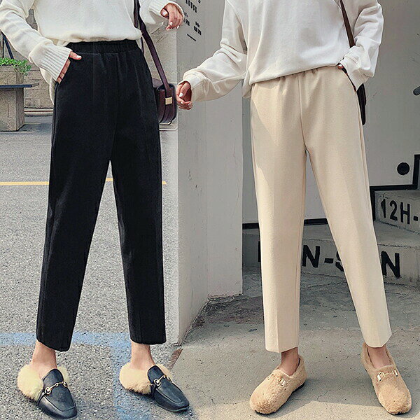 Rakuten - 短納期 テーパードパンツ レディース ロングパンツ 秋冬 クロップドパンツ OL 九分丈テーパード ラシャパンツ ウエストゴム ロングズボン 九分丈 カジュアル 着痩せ ゆったり 秋冬 キレイ目 ベーシック ボトムス オフィス 厚手 通勤 通学 トレンド 秋冬コーデ