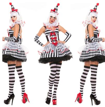 演出服 レディース ハロウィーン 仮装 コスチューム ピエロ ハロウイン衣装 サーカス かわいい レディース コスプレ衣装3点セット 女性..