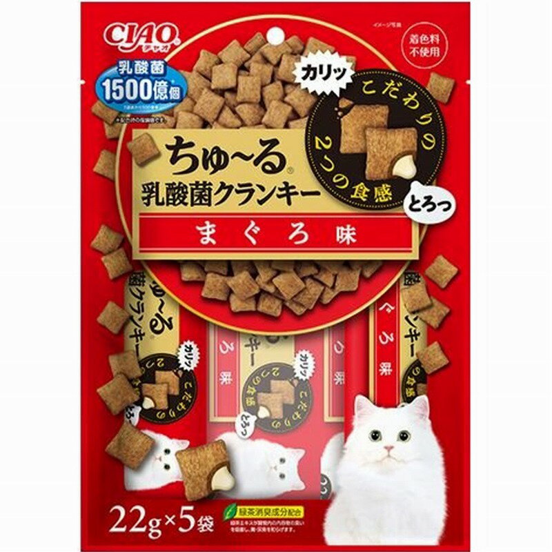 Rakuten - いなば CIAO ちゅ〜る乳酸菌クランキ— まぐろ味 22g×5袋