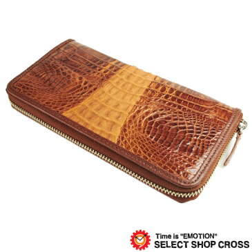 高級天然皮革 長札/長財布 ラウンドジップ/ラウンドファスナー財布 ワニ革 クロコダイル Crocodile Brown ブラウン CJN0477BNTSP