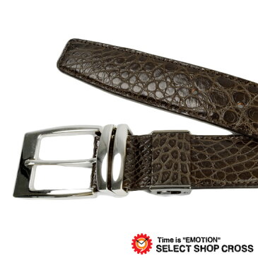 高級天然皮革 メンズ レザーベルト ワニ革 クロコダイル 35mm Crocodile Dark Brown ダークブラウン CJN0006CRNEMT(JNB-0006CR-NE)