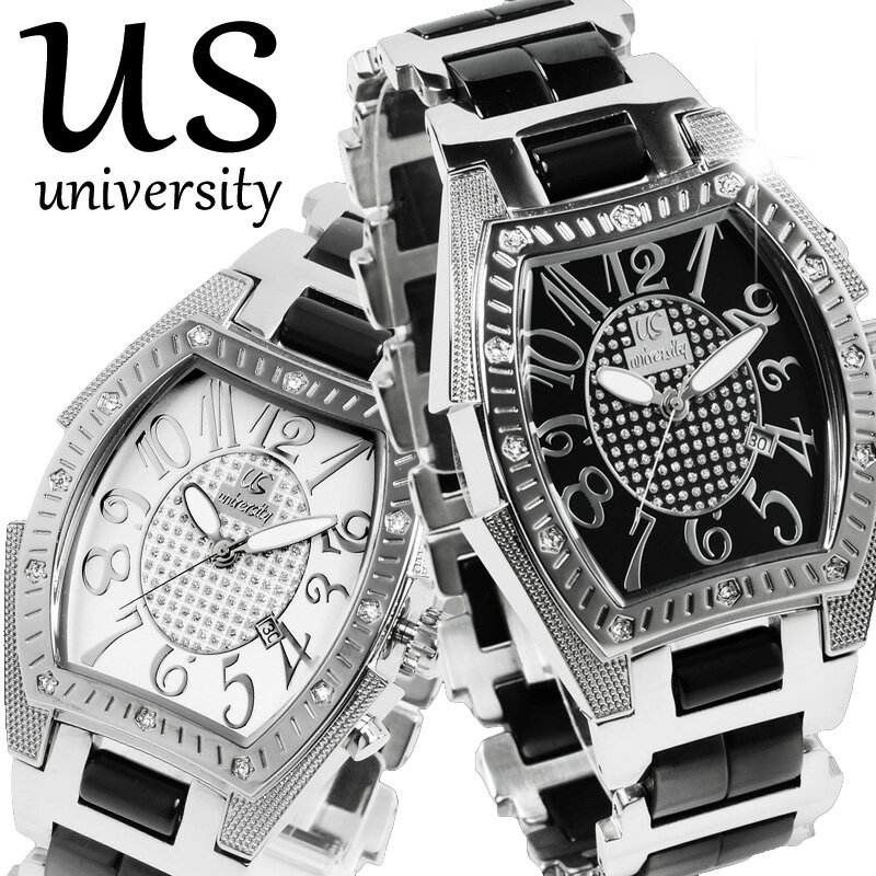 楽天時計＆雑貨セレクトショップクロスユニバーシティ UNIVERSITY メンズ腕時計 アナログ ステンレス US203WH US203BK US203BKG 選べる3カラー