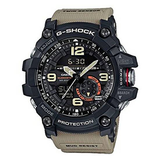 CASIO カシオ Gショック 防水 G-SHOCK ジーショック メンズ アナデジ アナログ マッドマスター 腕時計 GG-1000-1A5 海外モデル ブラック 黒 ×カーキー×レッド