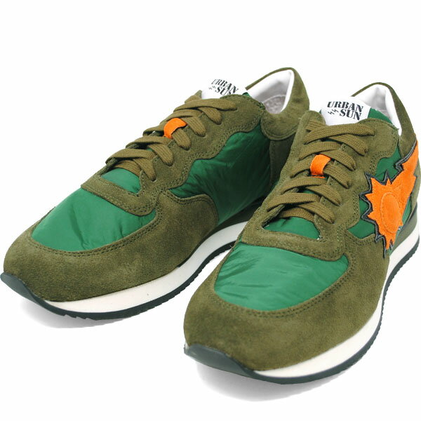 アーバンサン URBAN SUN ALAIN 102 アレイン GREEN グリーンカーキ キャンバス×スエード メンズ スニー..