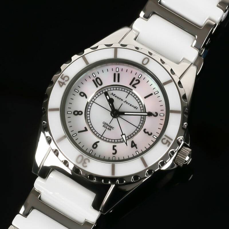 楽天時計＆雑貨セレクトショップクロスマウロ ジェラルディ Mauro Jerardi ソーラー セラミック レディース 腕時計 ホワイト MJ042-2