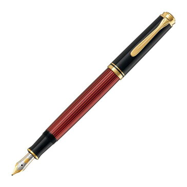 ペリカン Pelikan 万年筆 Souveran スーべレーン M600 ボルドーストライプ 赤縞 ロジウム装飾14金ペン先 吸入式 ペン先:M 1031034M