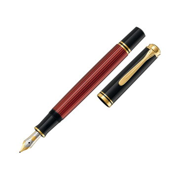 ペリカン Pelikan 万年筆 Souveran スーべレーン M600 ボルドーストライプ 赤縞 ロジウム装飾14金ペン先 吸入式 ペン先:M 1031034M