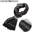 アルマーニ エンポリオ アルマーニ EMPORIO ARMANI ウール マフラー ストール ロゴ ブラック 170×38cm イタリア製 625058 9A358 00020 ブランド メンズ プレゼント クリスマス 男性 黒 おしゃれ 20代 30代 40代 50代