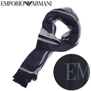 エンポリオ アルマーニ EMPORIO ARMANI ウール マフラー ストール ロゴ ネイビー 170×38cm イタリア製 625058 9A358 00035 ブランド メンズ プレゼント クリスマス 男性 おしゃれ 20代 30代 40代 50代 【あす楽】