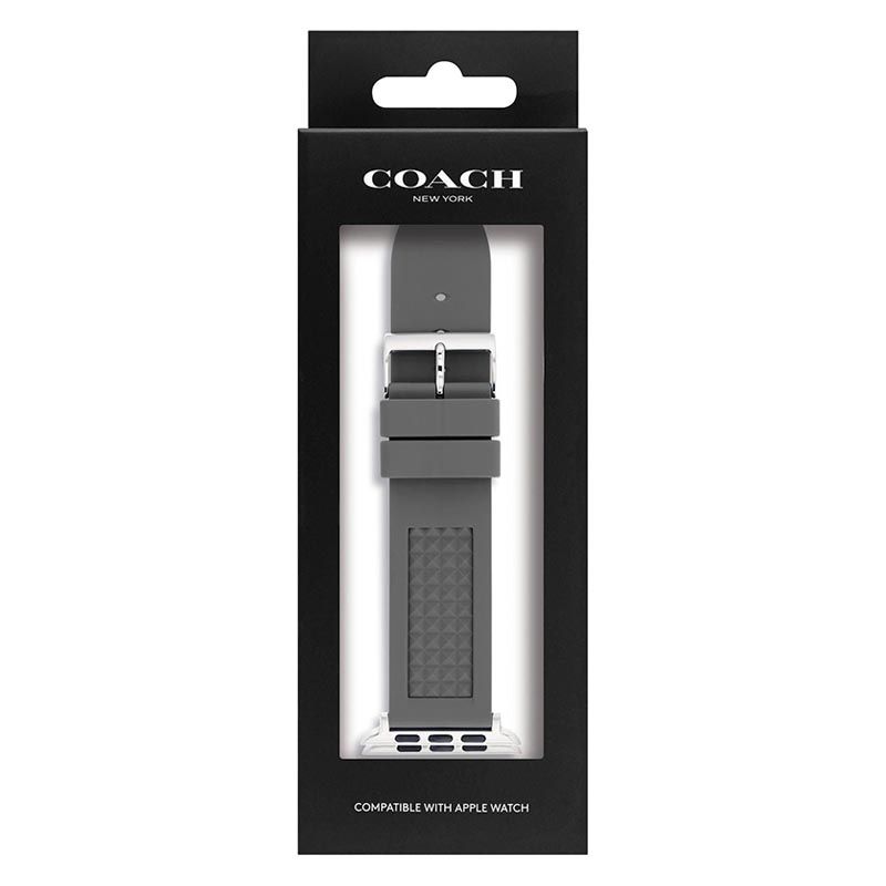 楽天時計＆雑貨セレクトショップクロスコーチ COACH Apple Watch strap 42mm 44mm 対応 交換バンド 替えベルト アップルウォッチ 腕時計 グレー シルバー ラバー レディース 14700051